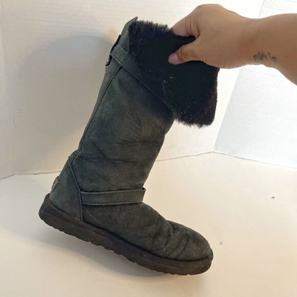 UGG 1003189 Ciera Tall Convertible Bucket Suede Sheepskin Leather Riding Boots - Picture 6 of 12